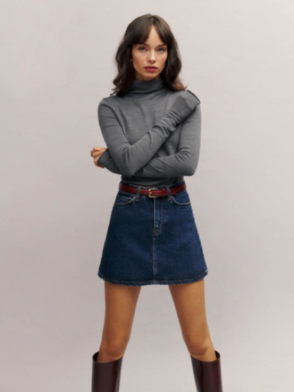 Reformation Faith Regenerative Merino Fitted Turtleneck In Grey